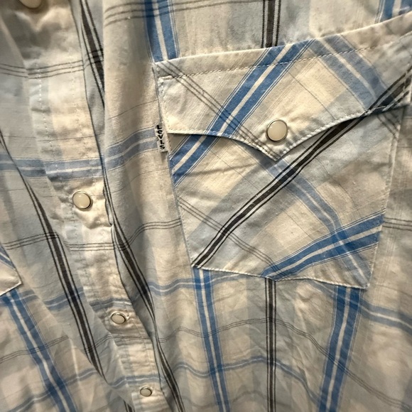 Levi's White and Blue Checkered Men's  Pearl Snap Western Shirt Size XXL - Picture 3 of 6